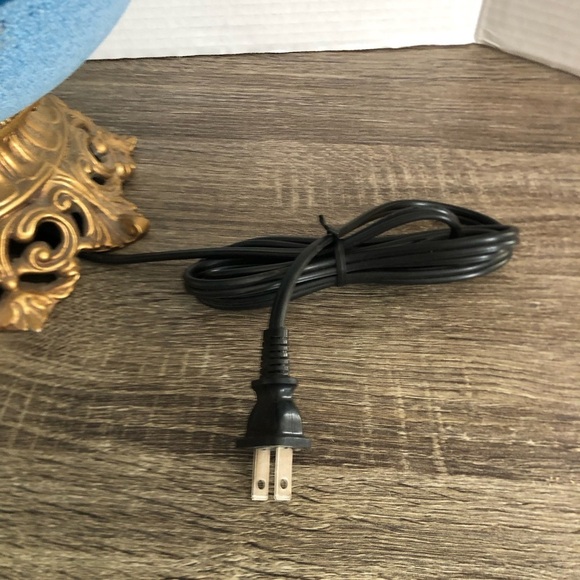 Vtg France Made Blue Sugared Glass Table Lamp - Picture 13 of 13